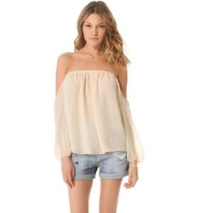 Tan off the shoulder blouse - Size S